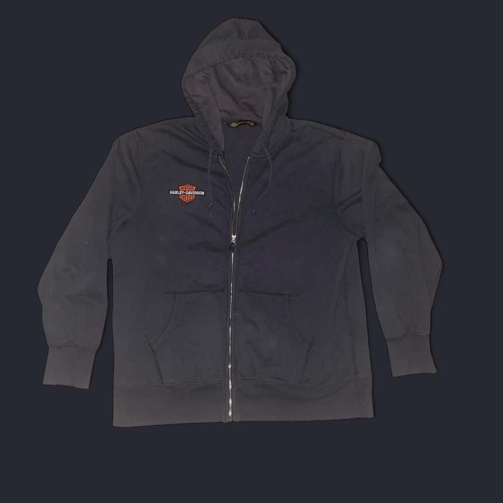 Vintage Harley Davidson Motorcycles Black Zip Up Hoodie Eagle back hit